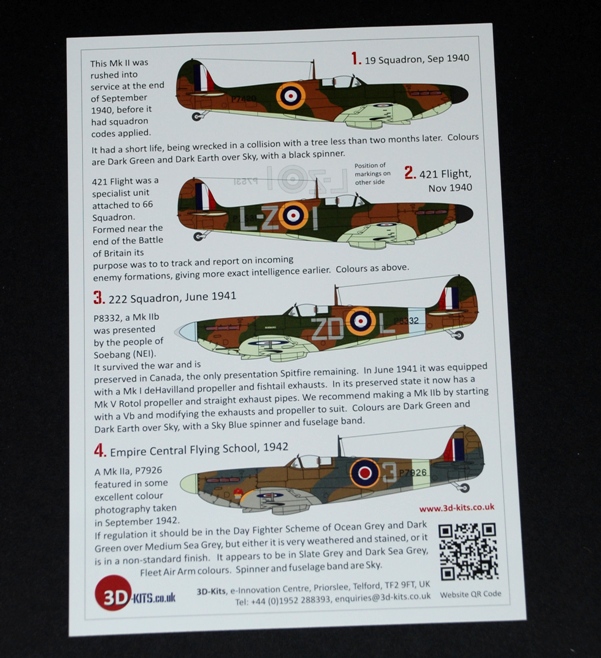 48-D002 3D-Kits 1:48 Spitfire Mk II Decals "The End of the Beginning"