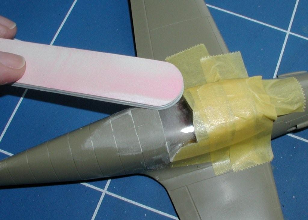 4a.tb-canopies-clear-parts-pc-sanding-canopy-fuselage-join-pic slipe kalesje skrog skjøte