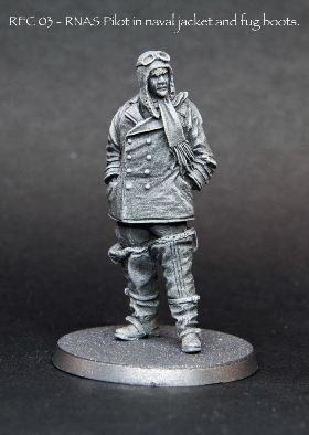 RFC 03. Conceived by Steve Warrilow, this standing RNAS pilot in naval jacket and fug boots accompanies any RNAS machine, 1915 – 1918.
