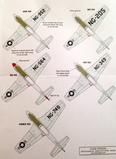 2 HN Ac Decalcomanie Iliad Design Air National Guard Mustang 1.72