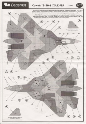 1 HN Ac Decals Begemot Sukhoi T50 PAK KA 1.72