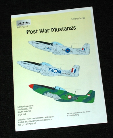 1 HN Ac Decals Blackbird Models Post War Mustangs 1.72