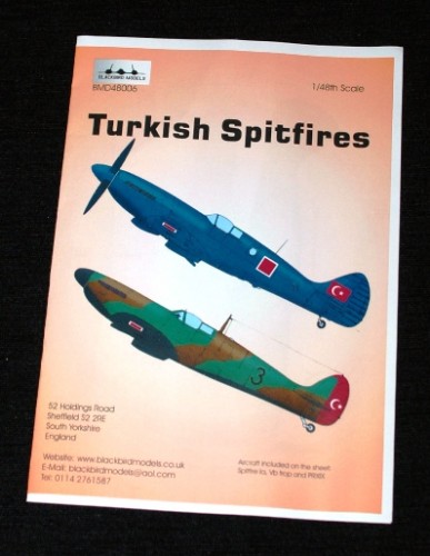 1 HN Ac Decalques Blackbird Modelos Spitfires turcos 1.48