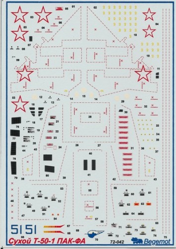 4 HN Ac Decalques Begemot Sukhoi T50 PAK KA 1.72