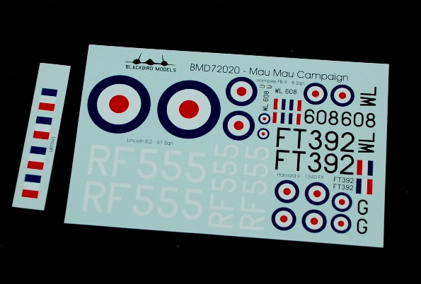 4 HN Ac Decals Blackbird Models Mau Mau Campaign 1.72