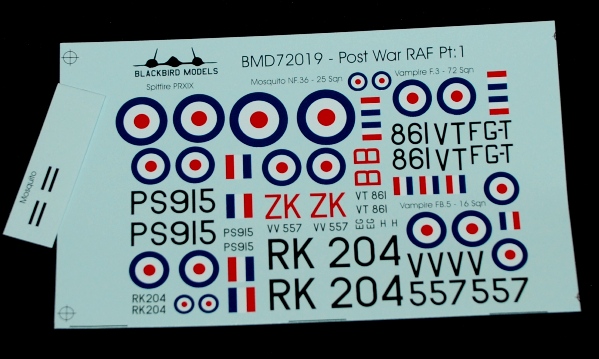 4 HN Ac Decals Blackbird Models Post War RAF Pt1 1.72