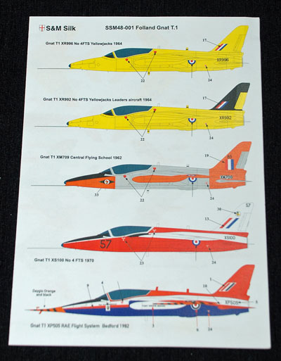 1 HN Ac Decals SM Calcomanías Folland Gnat T1 1.48