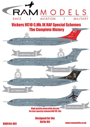 1 HN Ac Decalcomanie RAM Modelli Vickers VC10 CMk1K RAF Ann 1.144