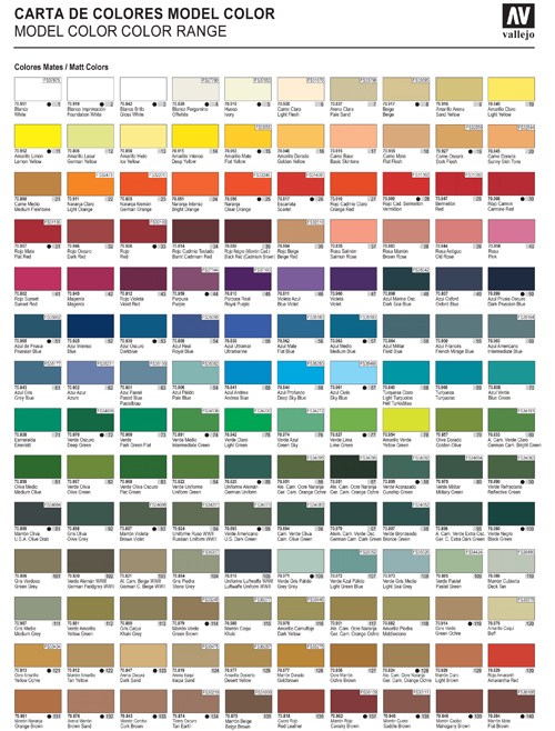 Vallejo Model Air Colour Chart