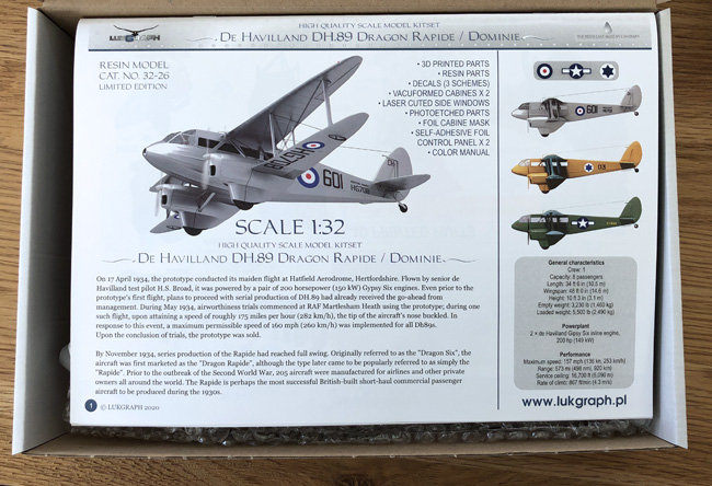 Lukgraph de Havilland DH.89 Dragon Rapide/Dominie 1:32