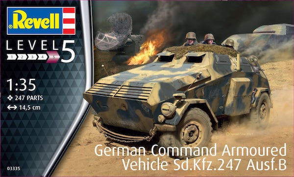 Cerbyd Arfog Gorchymyn Revell Almaeneg Sd.Kfz.247 Ausf B 1:35